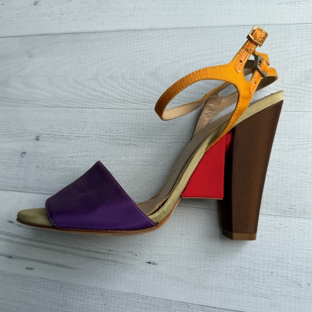 RARE Fendi Nappa Baguette Color Block Double Ankle Strap Heel Sandals Size 36/6